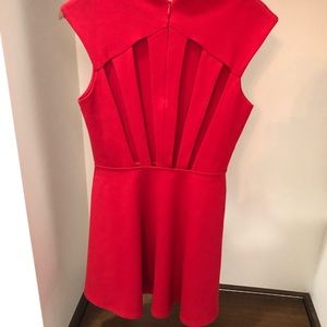 Silence + Noise Urban Outfitters Red flounce dress with cutout back detail